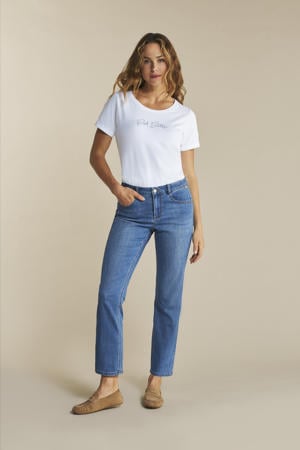 high waist straight leg jeans Kate medium blue denim