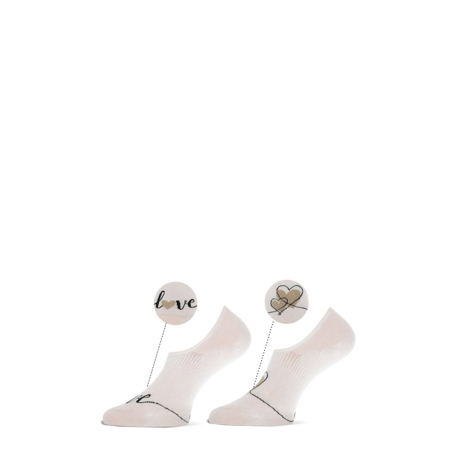 Marcmarcs no-show sneakersokken Lyss set van 2 ecru beige