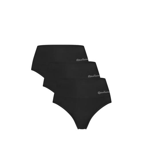 Bamboo Basics high waist string Zoey met bamboe (set van 3) zwart afbeelding
