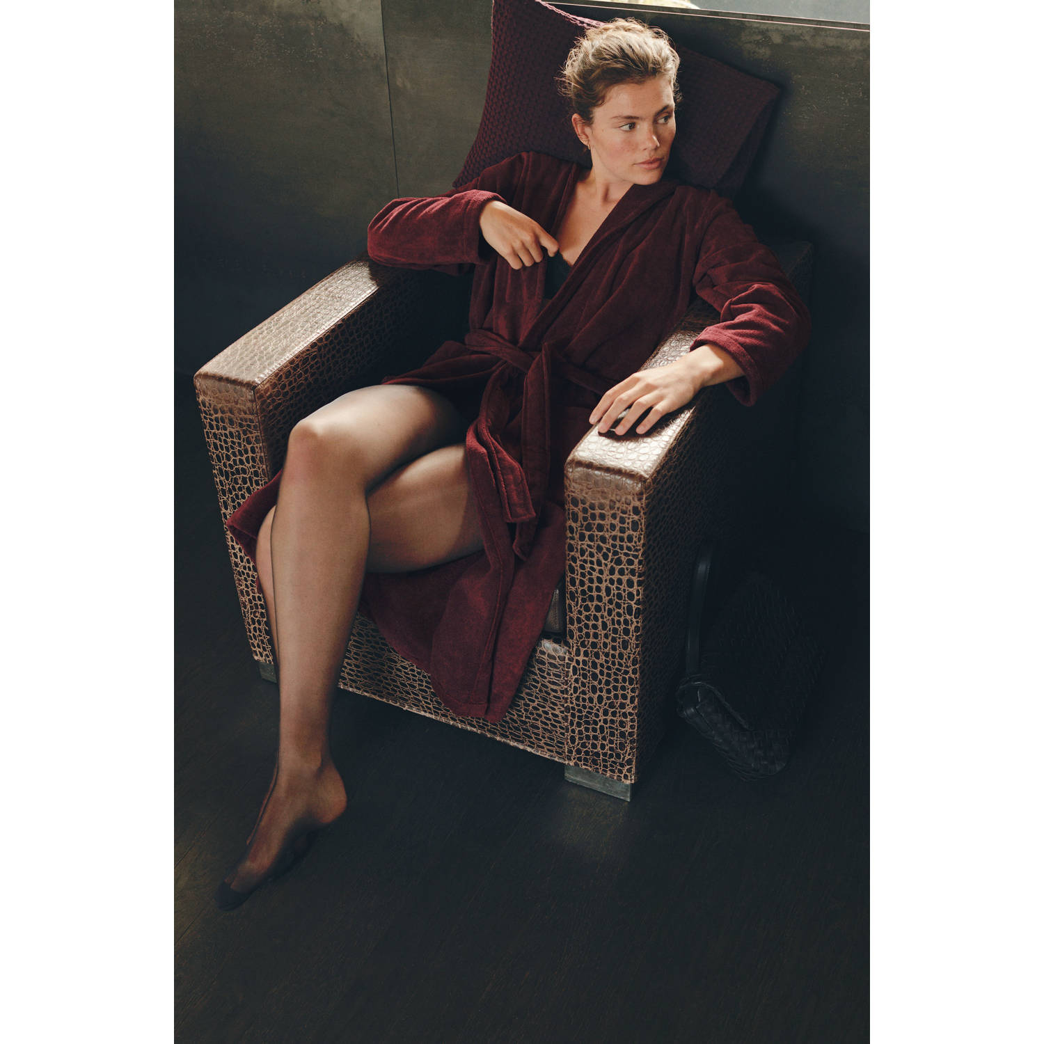 Vandyck velours badjas Prestige donkerrood