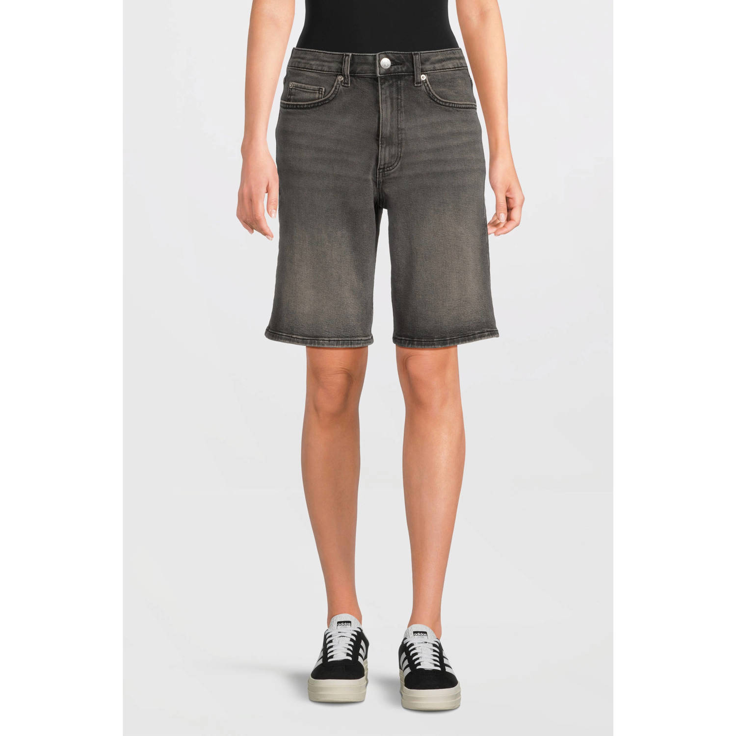 Anytime relaxed denim short grijs