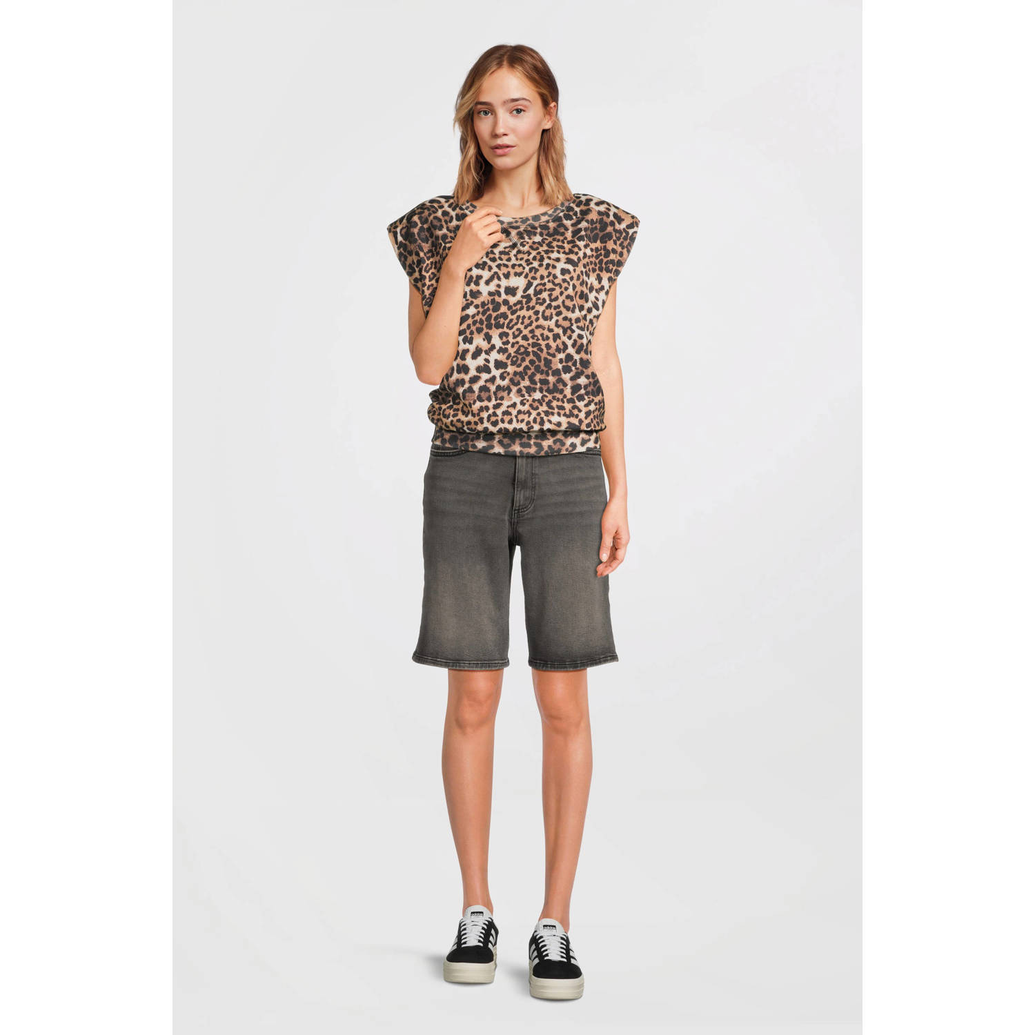 Anytime relaxed denim short grijs
