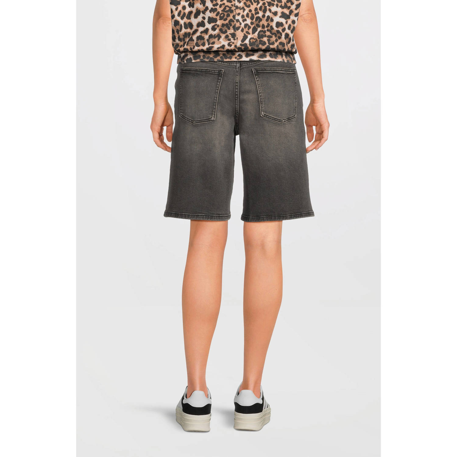 anytime relaxed denim short grijs