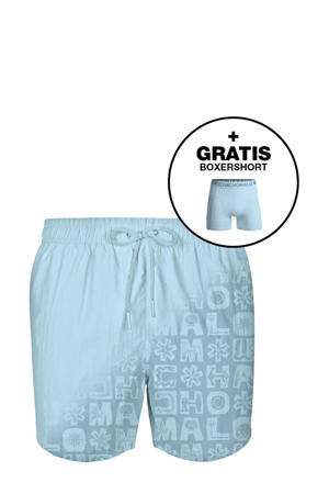 zwemshort met magic print + gratis boxershort lichtblauw