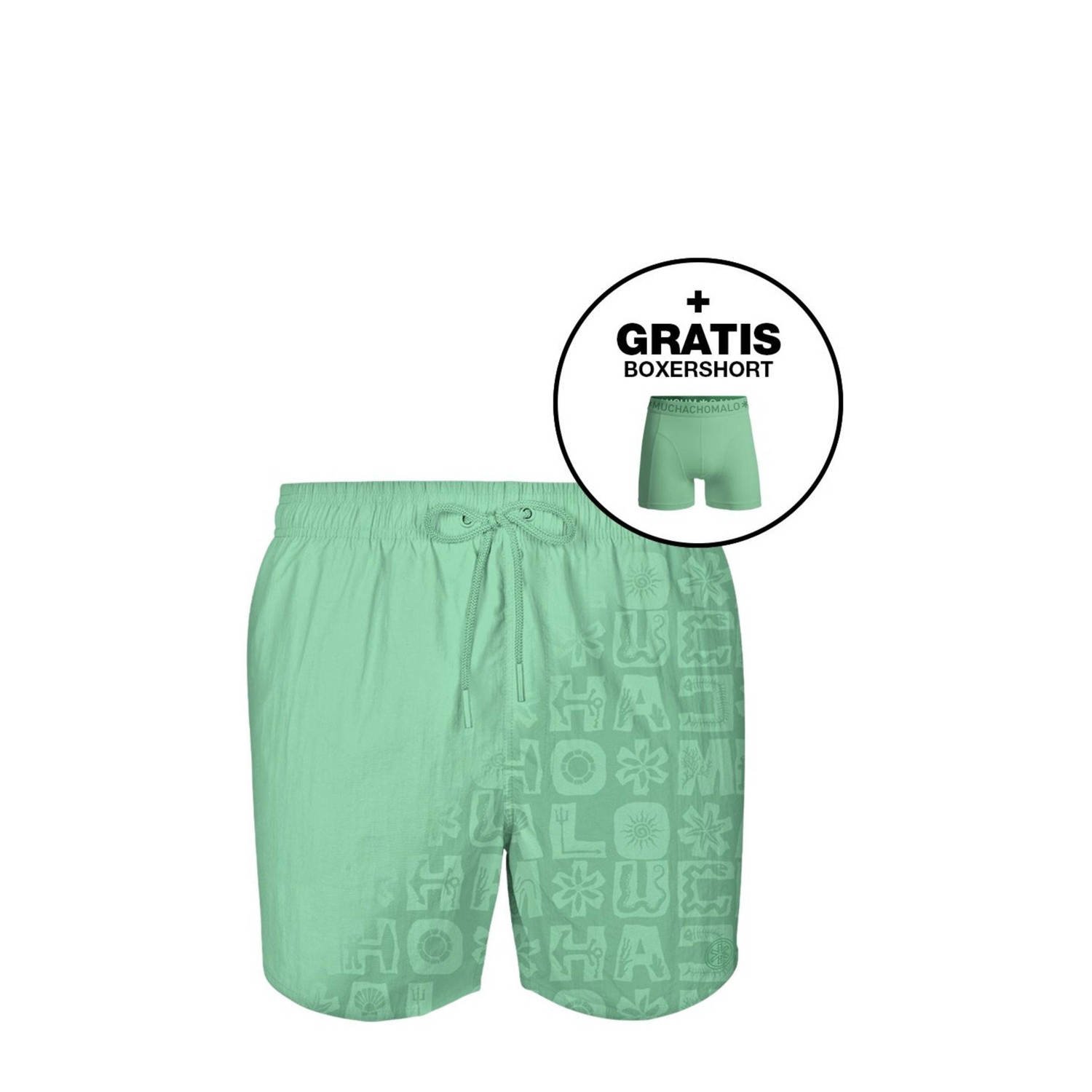 Muchachomalo zwemshort met magic print + gratis boxershort groen