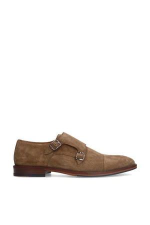 suède gespschoenen taupe