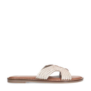 leren slippers goud