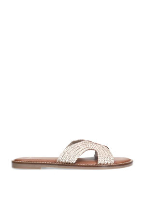leren slippers goud