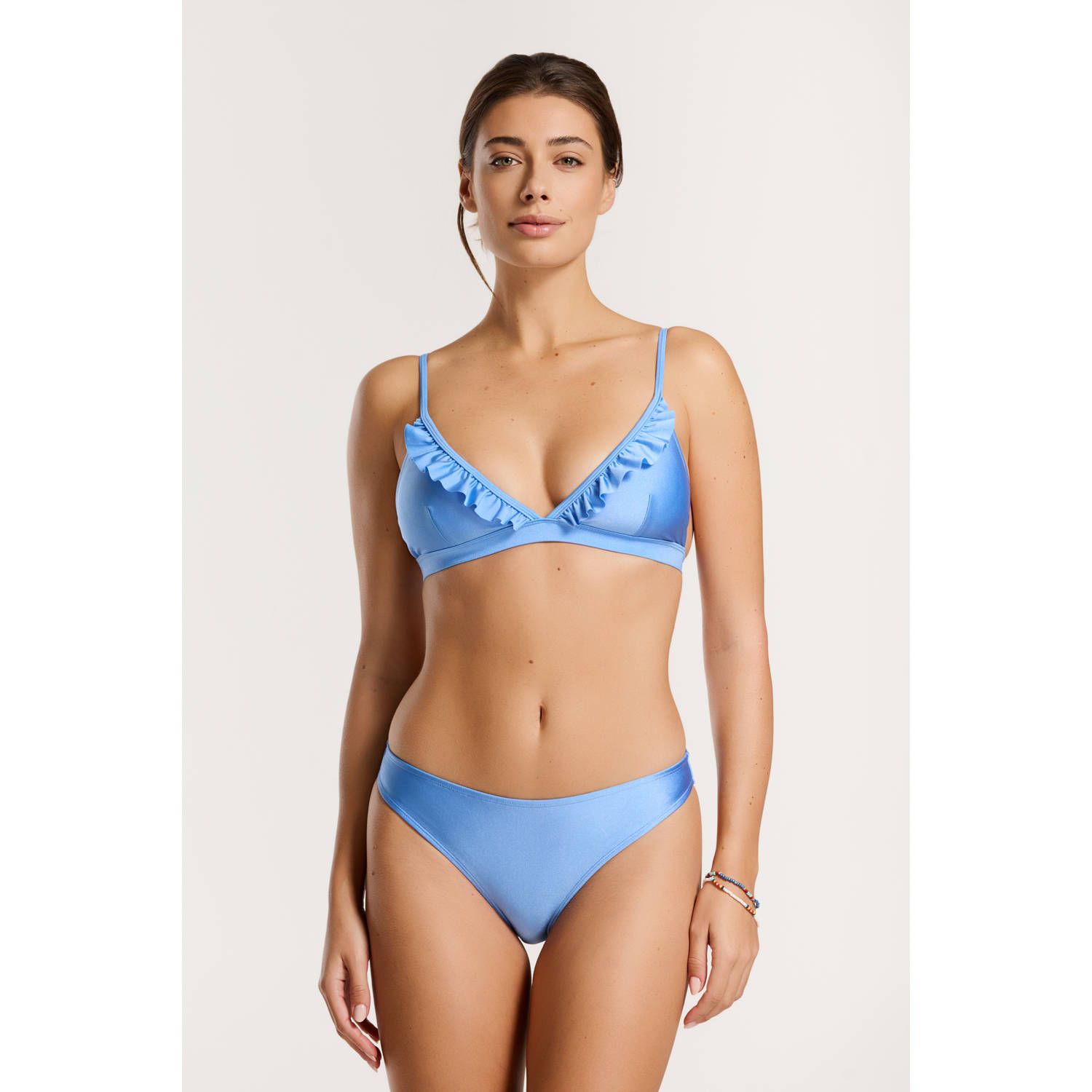 Shiwi voorgevormde triangel bikini Beau met ruches lichtblauw