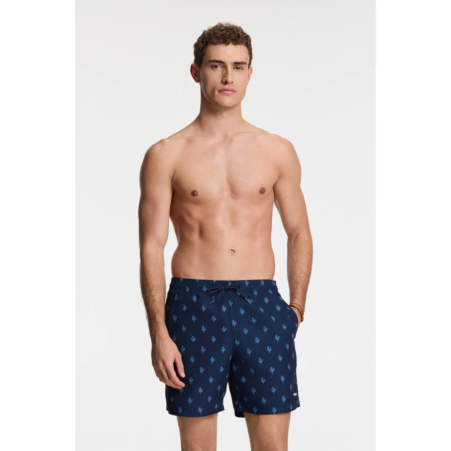 SHIWI Heren Zwembroeken Men Mike Swim Shorts 7 Inch Sketched Coral Donkerblauw