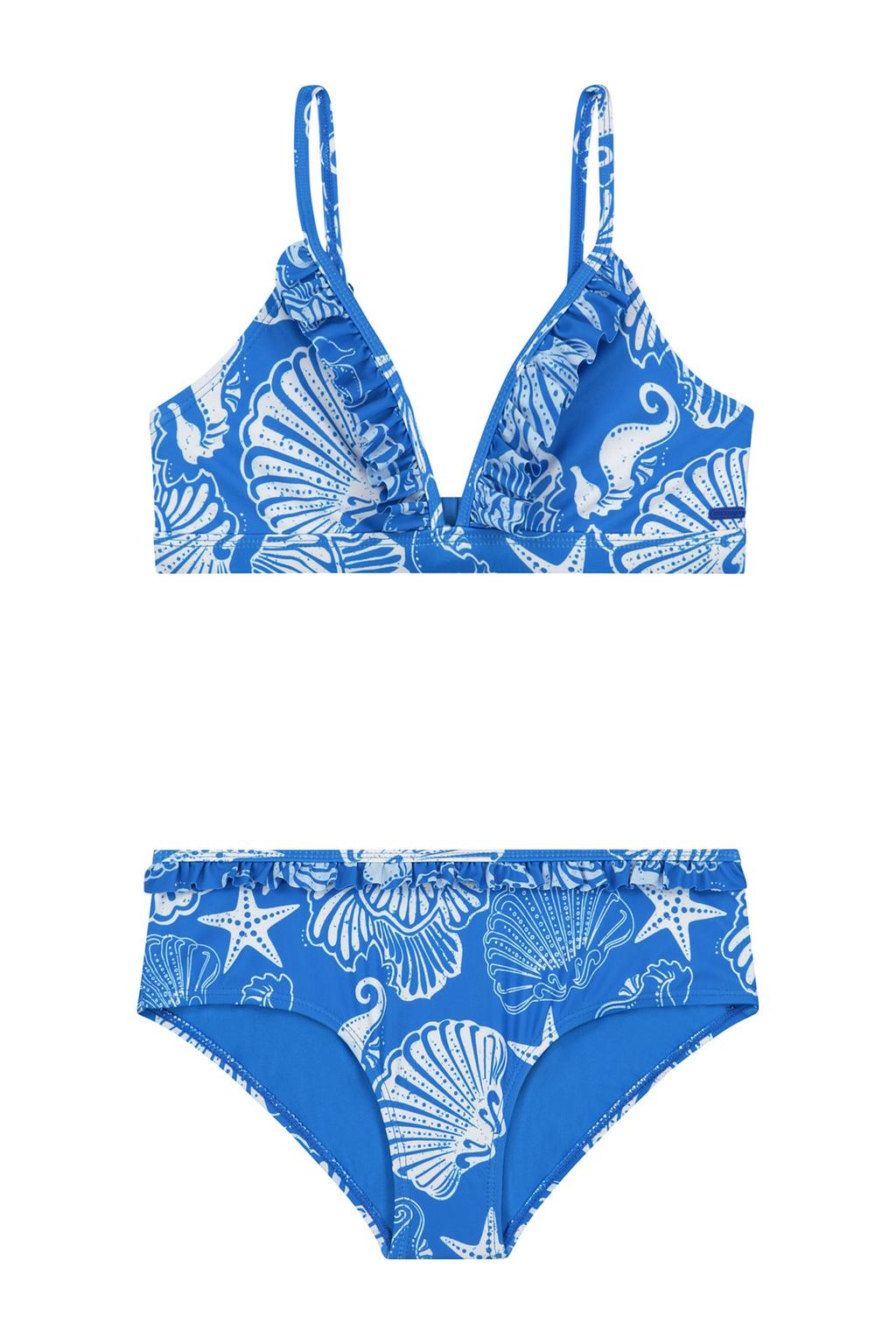 Shiwi bikini met ruches Blake blauw/wit