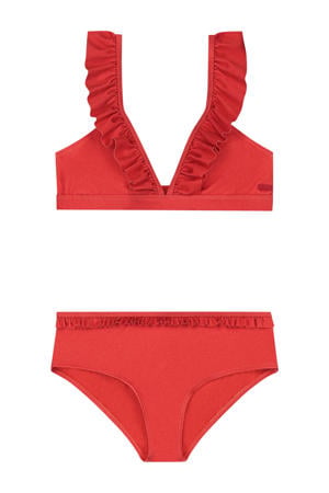 bikini met ruches Bella rood