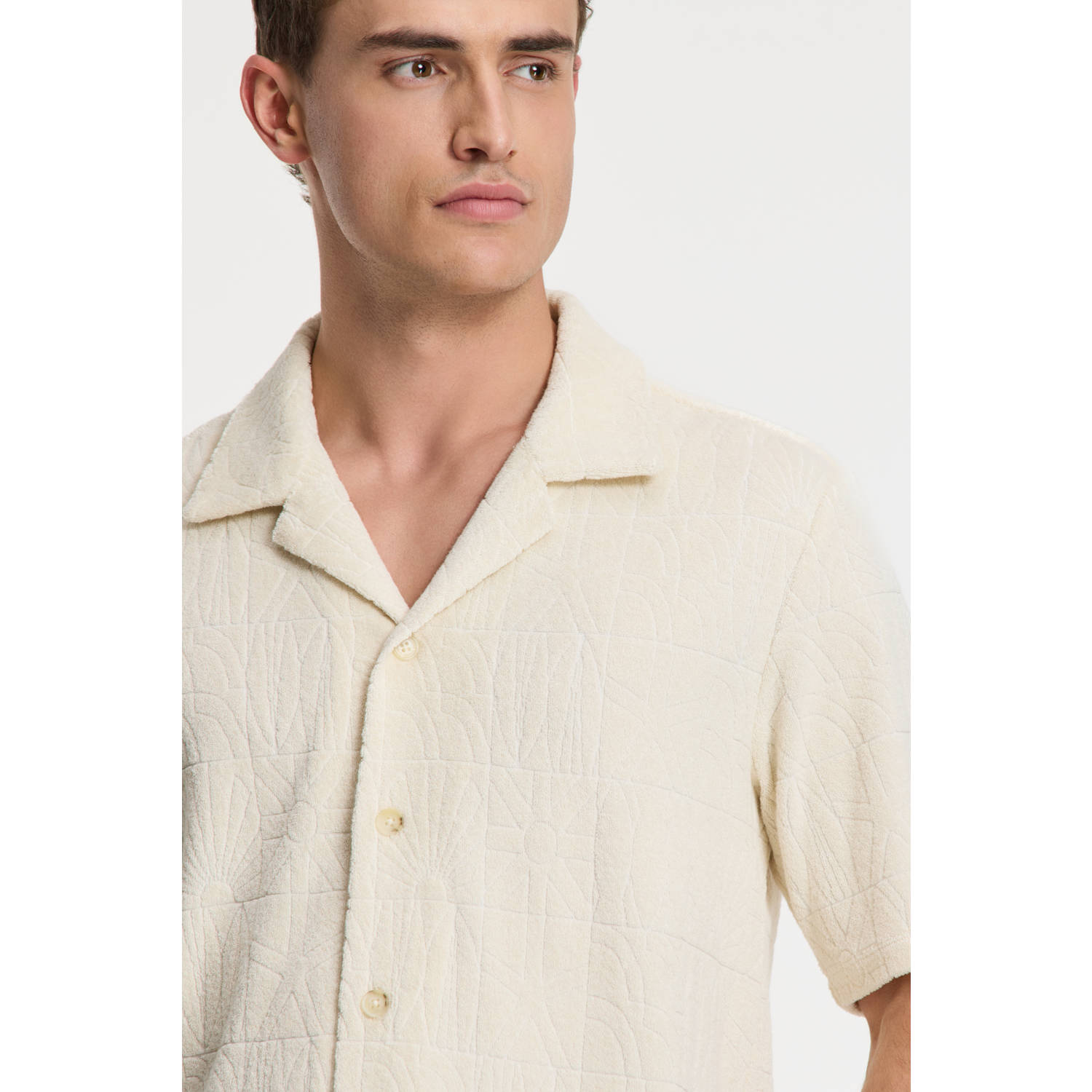 Shiwi loose fit badstof overhemd Ted beige