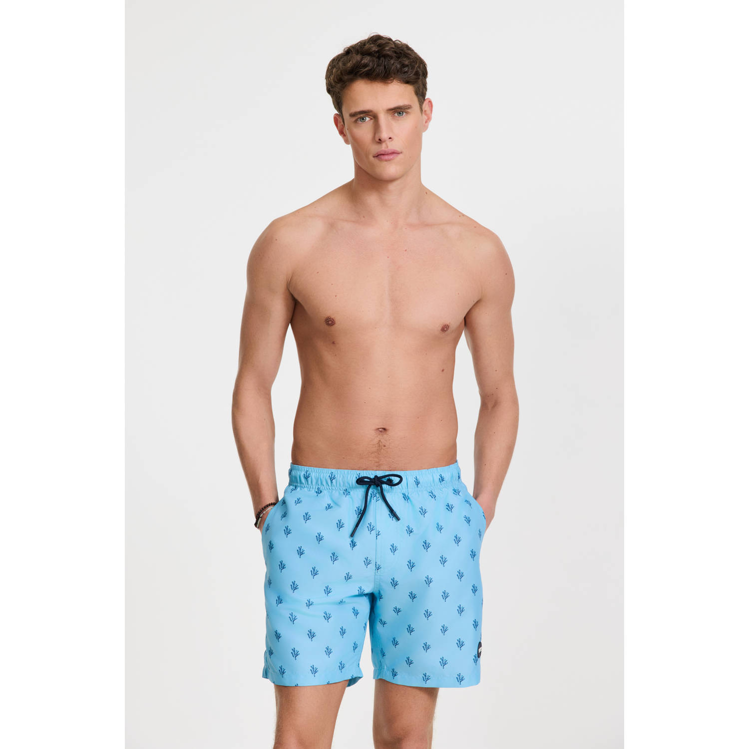 SHIWI Heren Zwembroeken Men Mike Swim Shorts 7 Inch Sketched Coral Lichtblauw