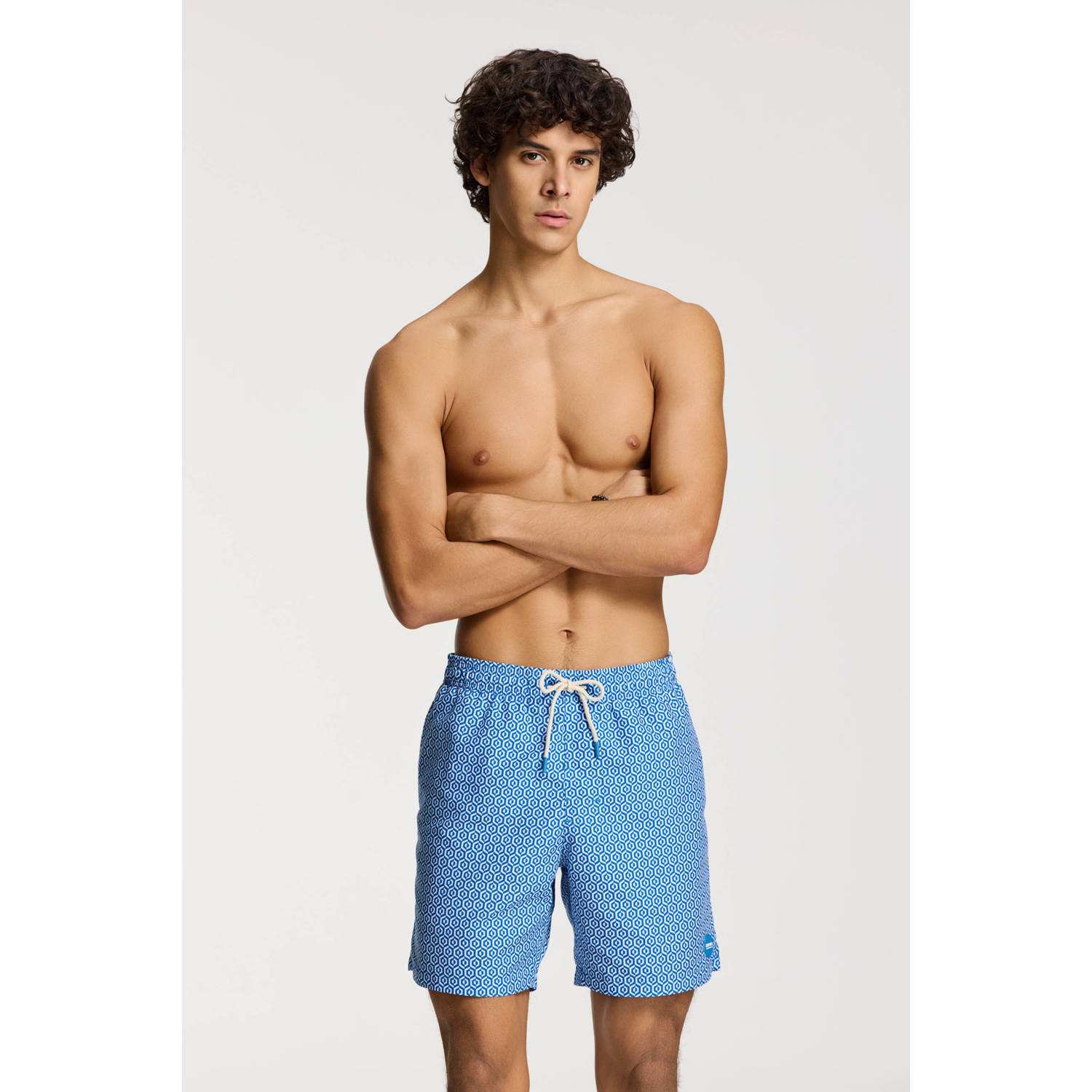 SHIWI Heren Zwembroeken Men Mike Swim Shorts 7 Inch Geo Tile Blauw