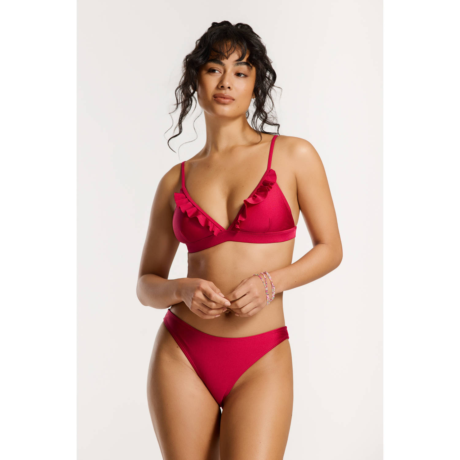 Shiwi voorgevormde triangel bikini Beau met ruches rood