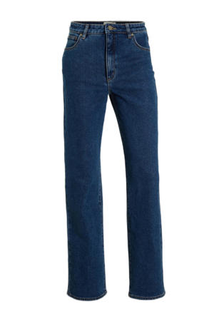 high waist dark blue denim