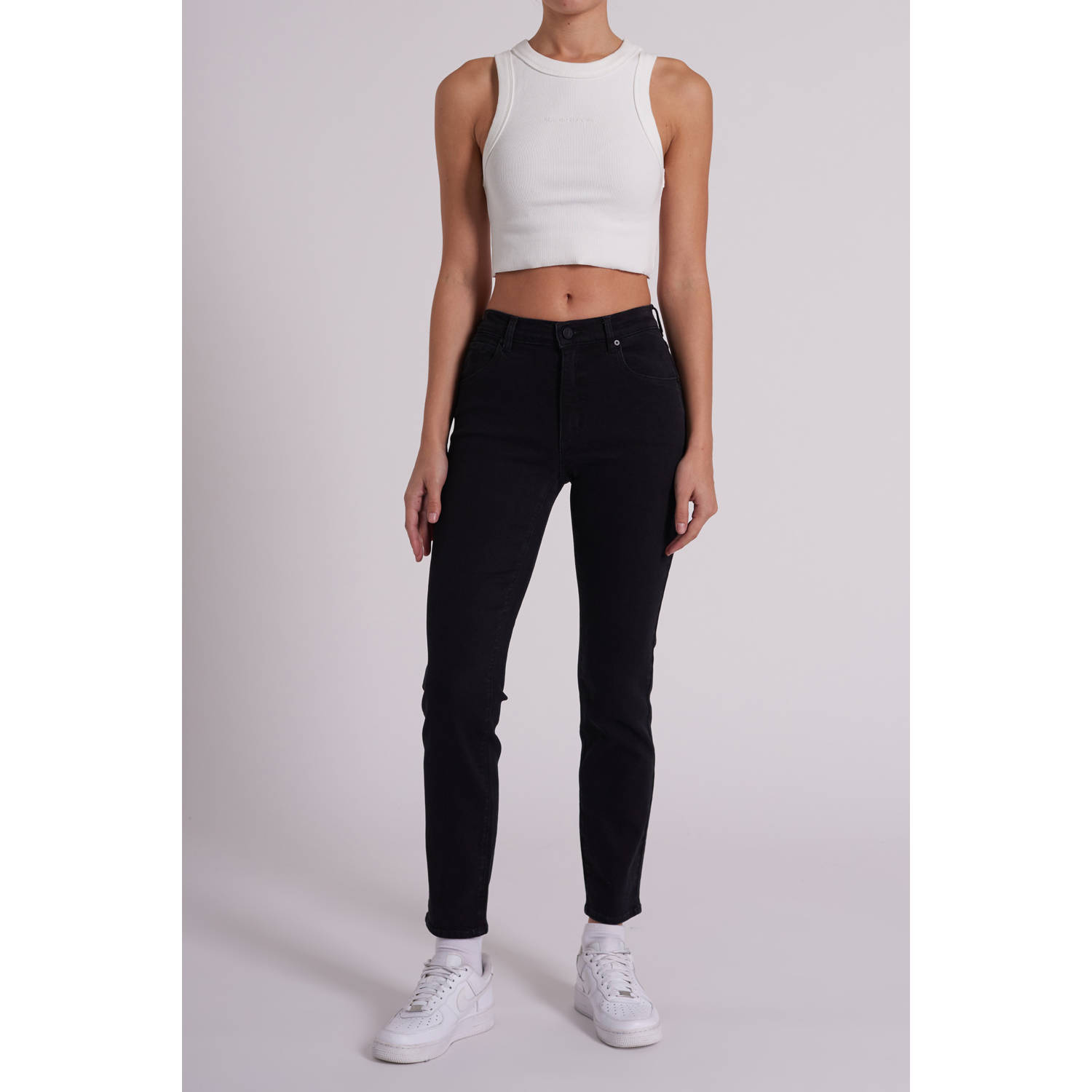 Abrand Jeans regular waist slim fit jeans black denim