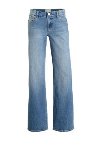 low waist wide leg jeans medium blue denim