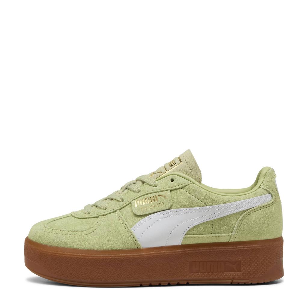 Groene dames Puma Palermo Elevata sneakers van leer/voering: mesh/voetbed: eva met veters