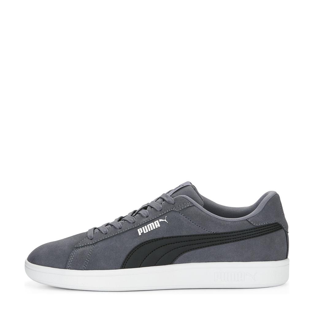 Grijs, zwart en witte unisex Puma Smash 3.0 sneakers van suède/voering: textiel/voetbed: textiel met veters
