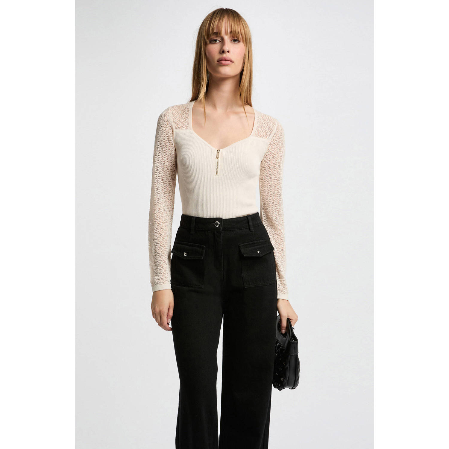 Morgan high waist wide leg jeans zwart