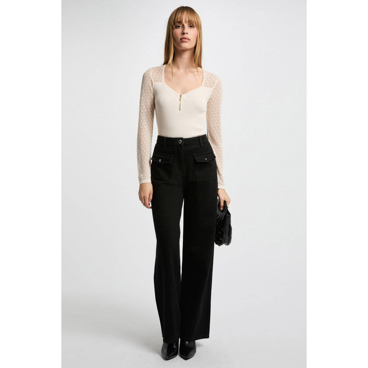 Morgan high waist wide leg jeans zwart