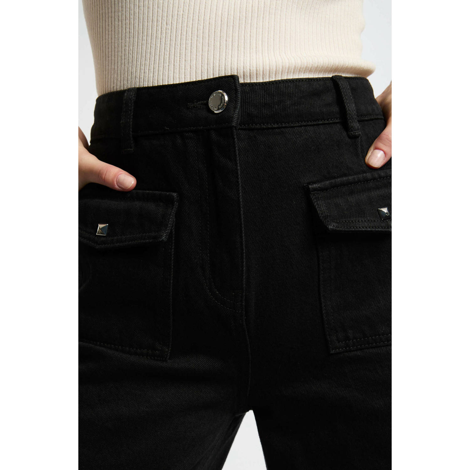 Morgan high waist wide leg jeans zwart
