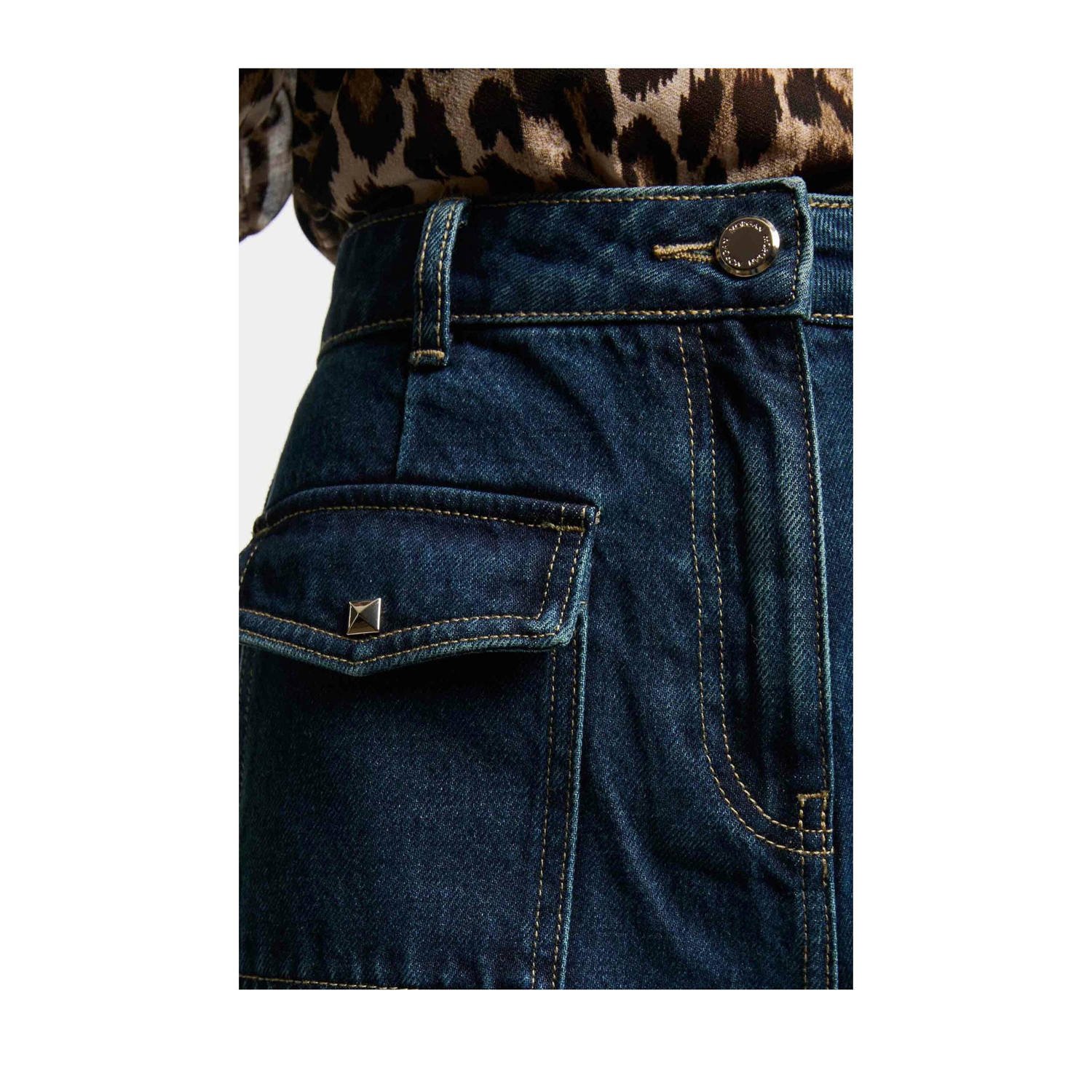 Morgan high waist wide leg jeans dark blue denim