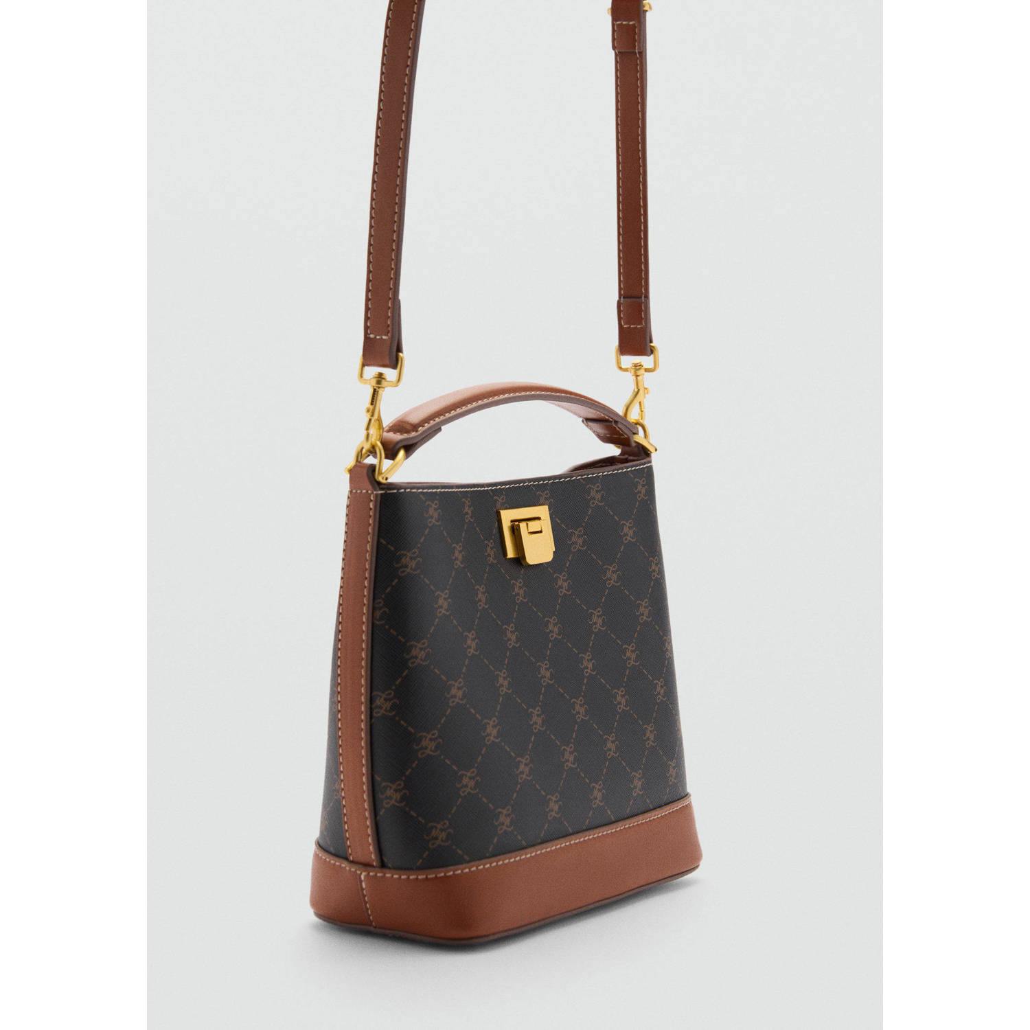 Mango crossbody tas met all over print bruin