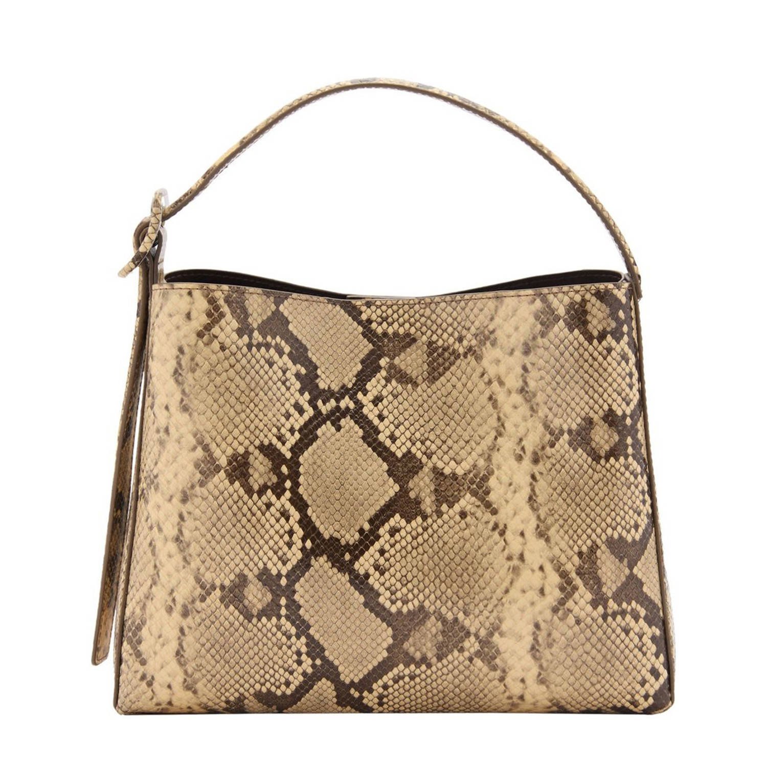 Mango crossbody tas met slangenprint beige