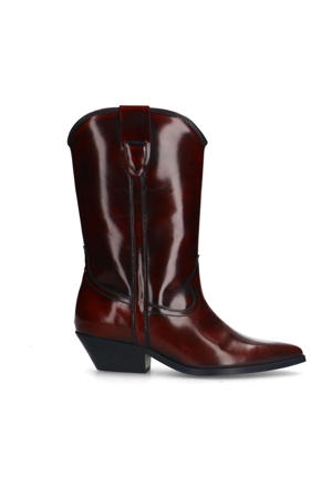   leren cowboylaarzen bordeaux rood