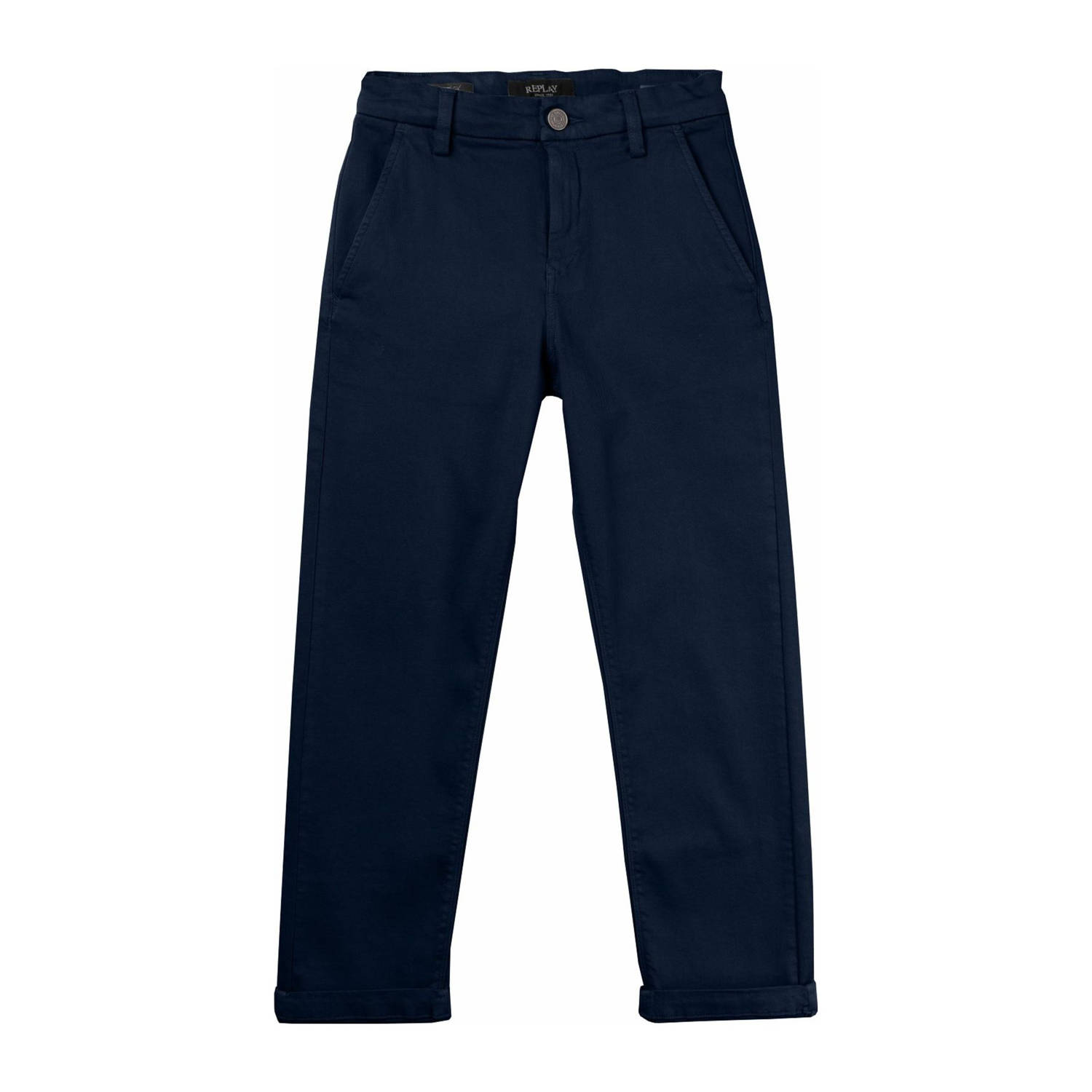 REPLAY casual broek donkerblauw