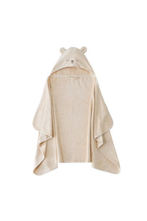 badcape met capuchon beer (ecru)