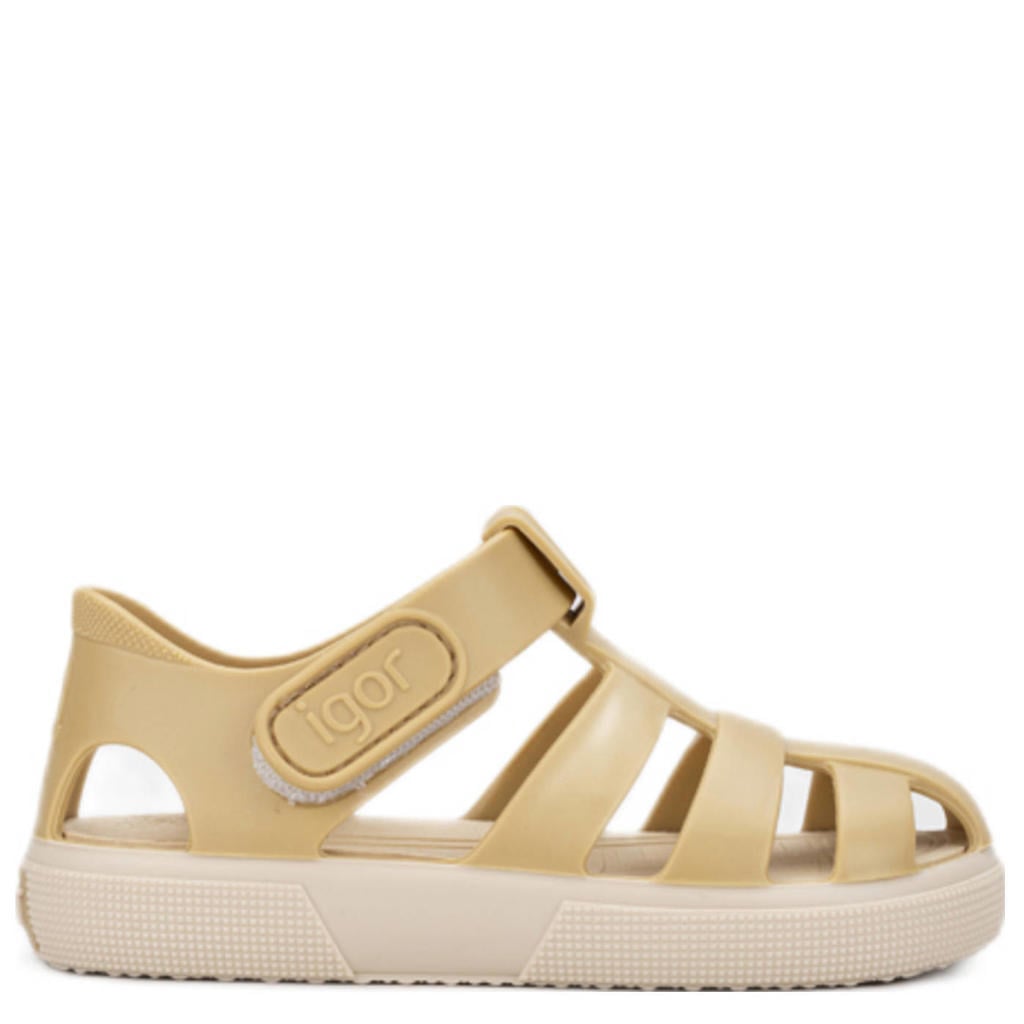 Beige jongens en meisjes Igor waterschoenen van pvc/rubber met klittenband