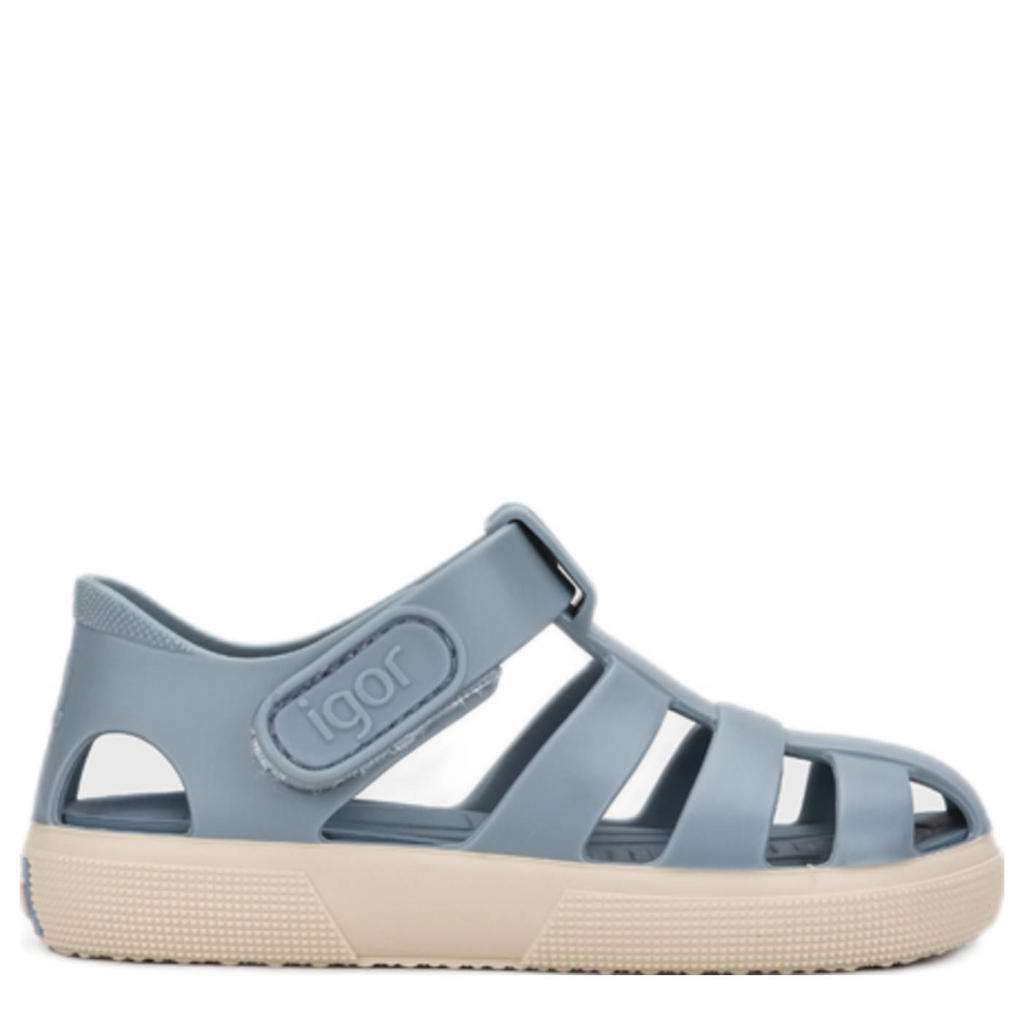 Lichtblauwe jongens en meisjes Igor waterschoenen van pvc/rubber met klittenband