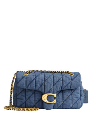doorgestikte denim schoudertas Tabby 26 blauw
