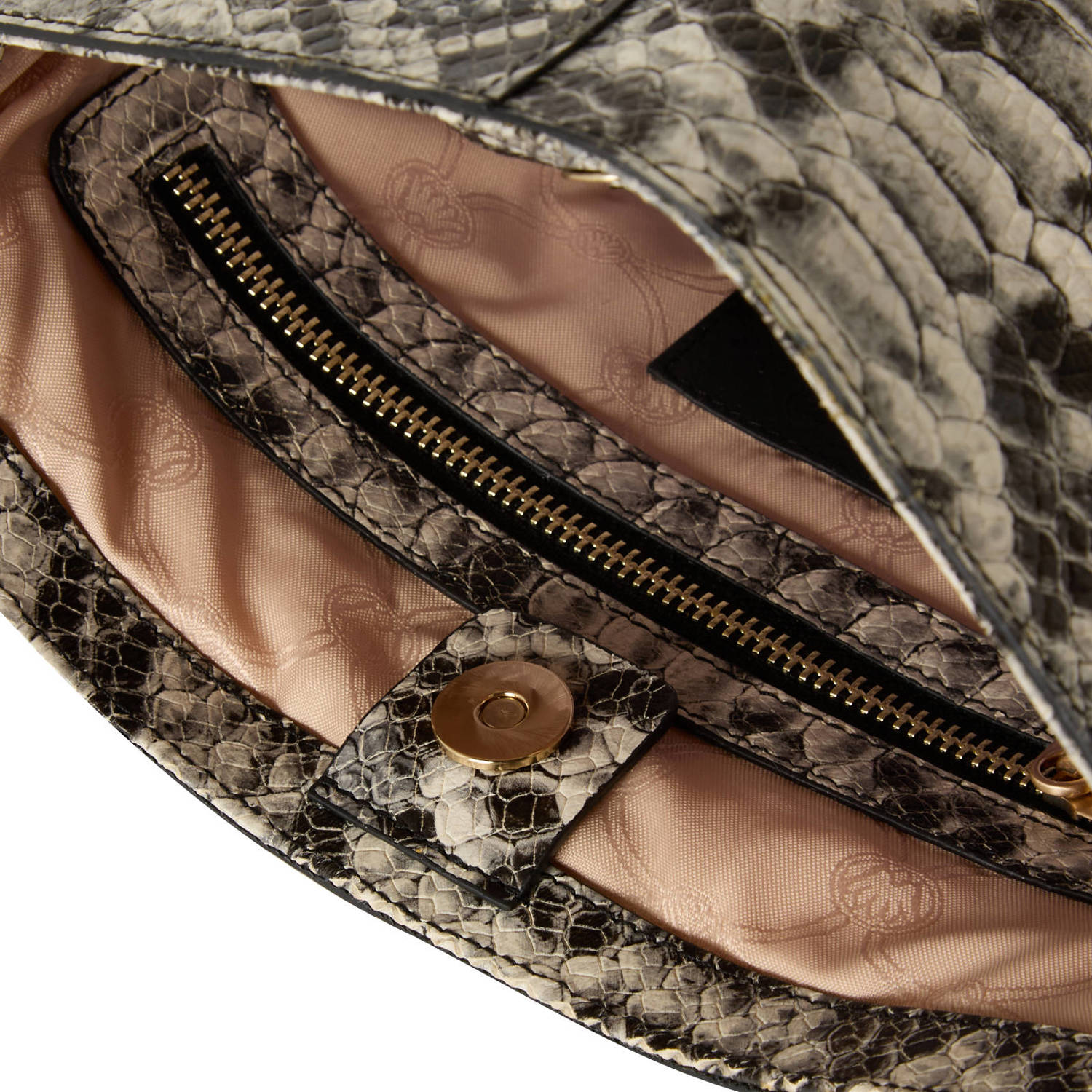 Fred de la Bretoniere leren crossbody tas met slangenprint LINDI beige