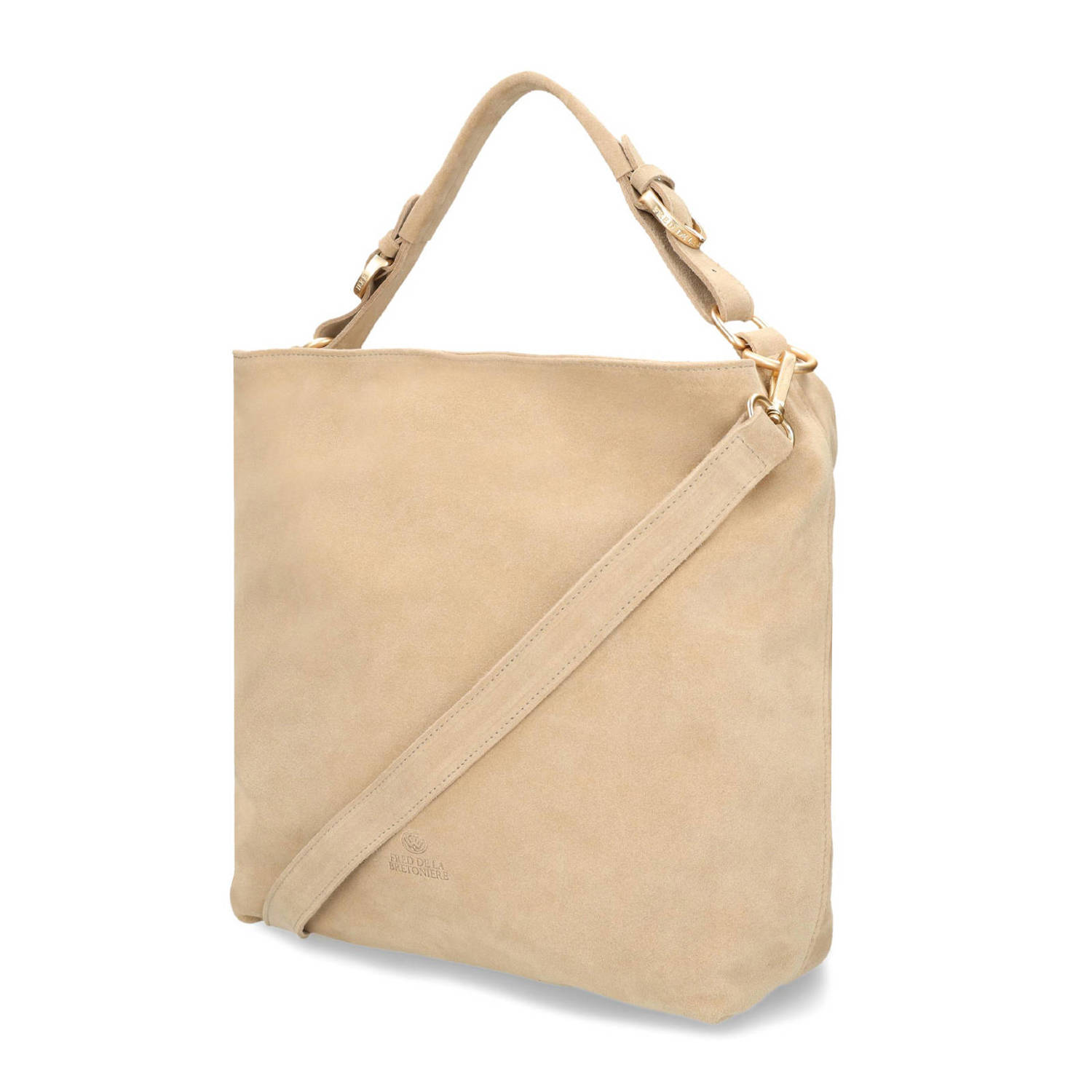 Fred de la Bretoniere suede schoudertas WANDA beige