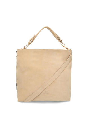  suede schoudertas WANDA beige