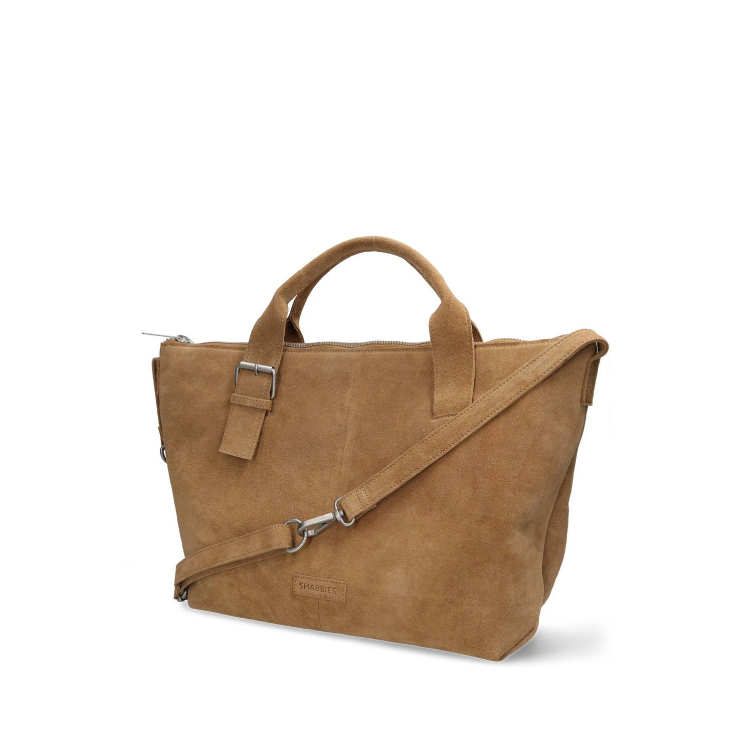 Shabbies Amsterdam 15 suede laptoptas ESSIE cognac