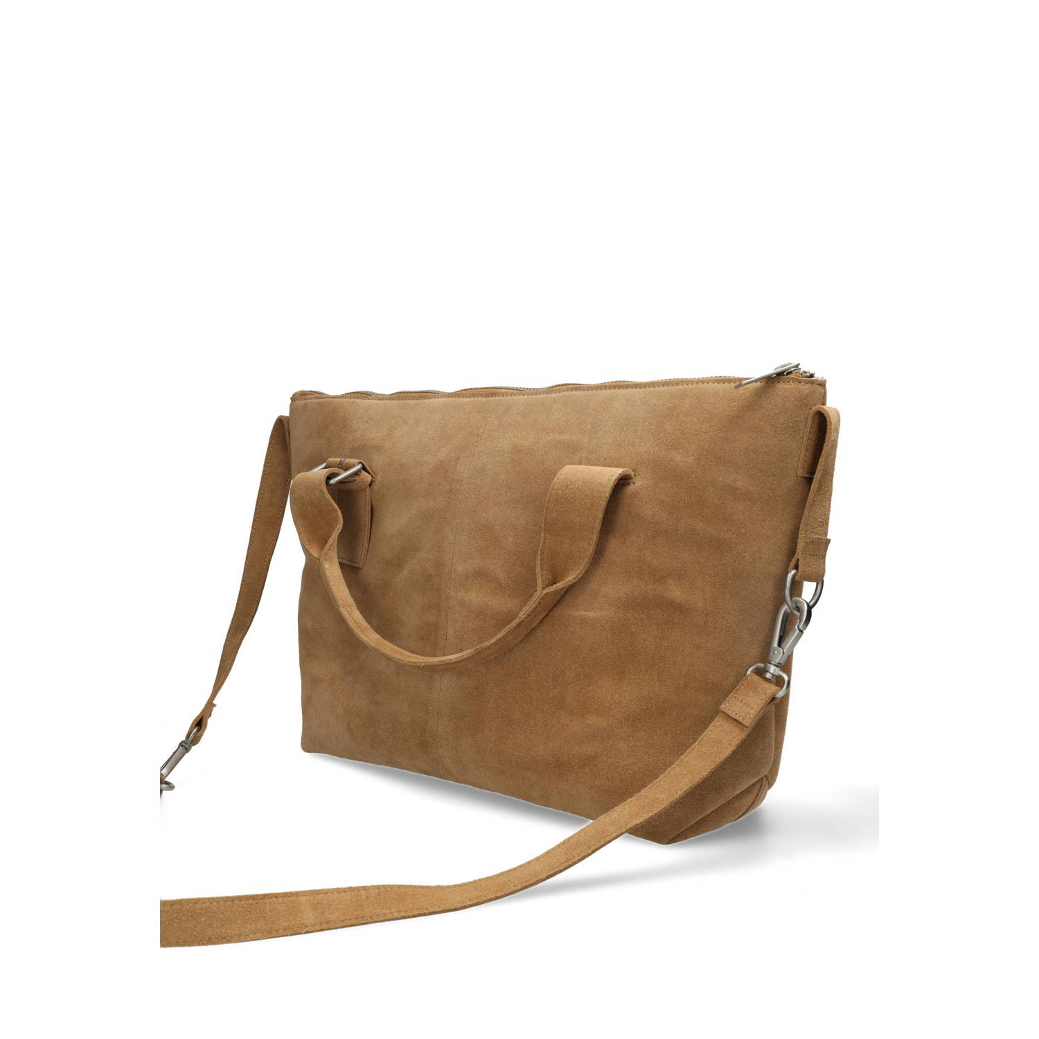 Shabbies Amsterdam 15 suede laptoptas ESSIE cognac