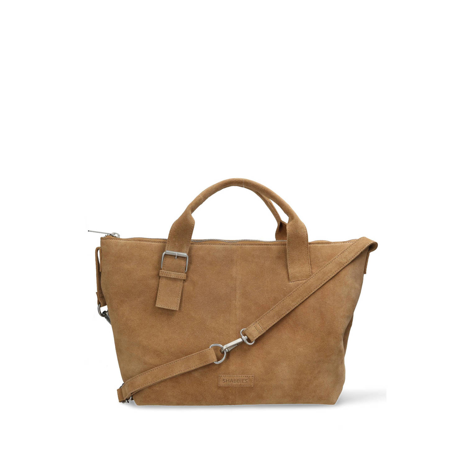 Shabbies Amsterdam 15 suede laptoptas ESSIE cognac