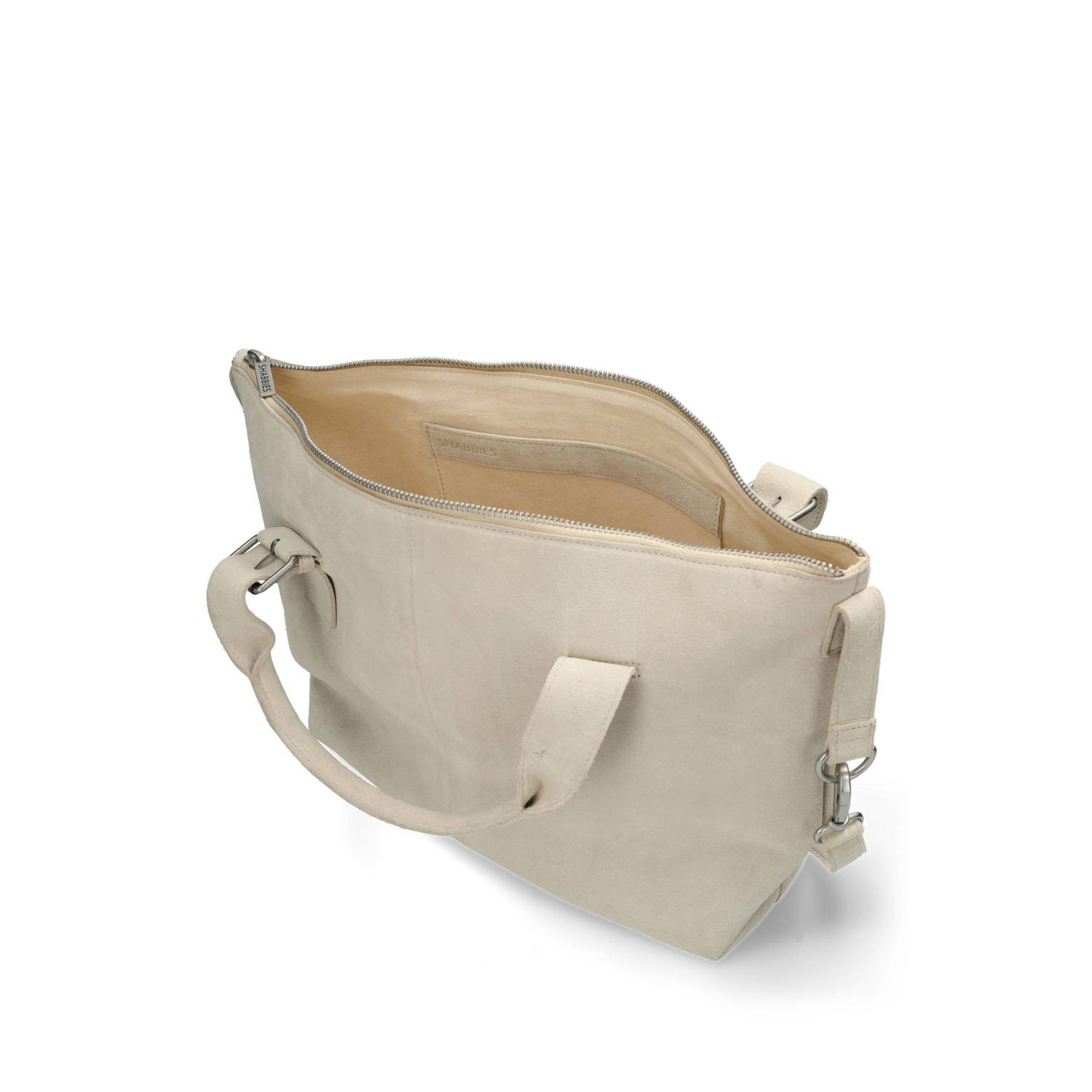 Shabbies Amsterdam 15 suede laptoptas ESSIE zand