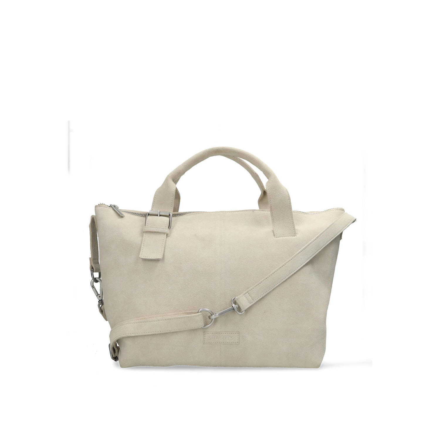 Shabbies Amsterdam 15 suede laptoptas ESSIE zand