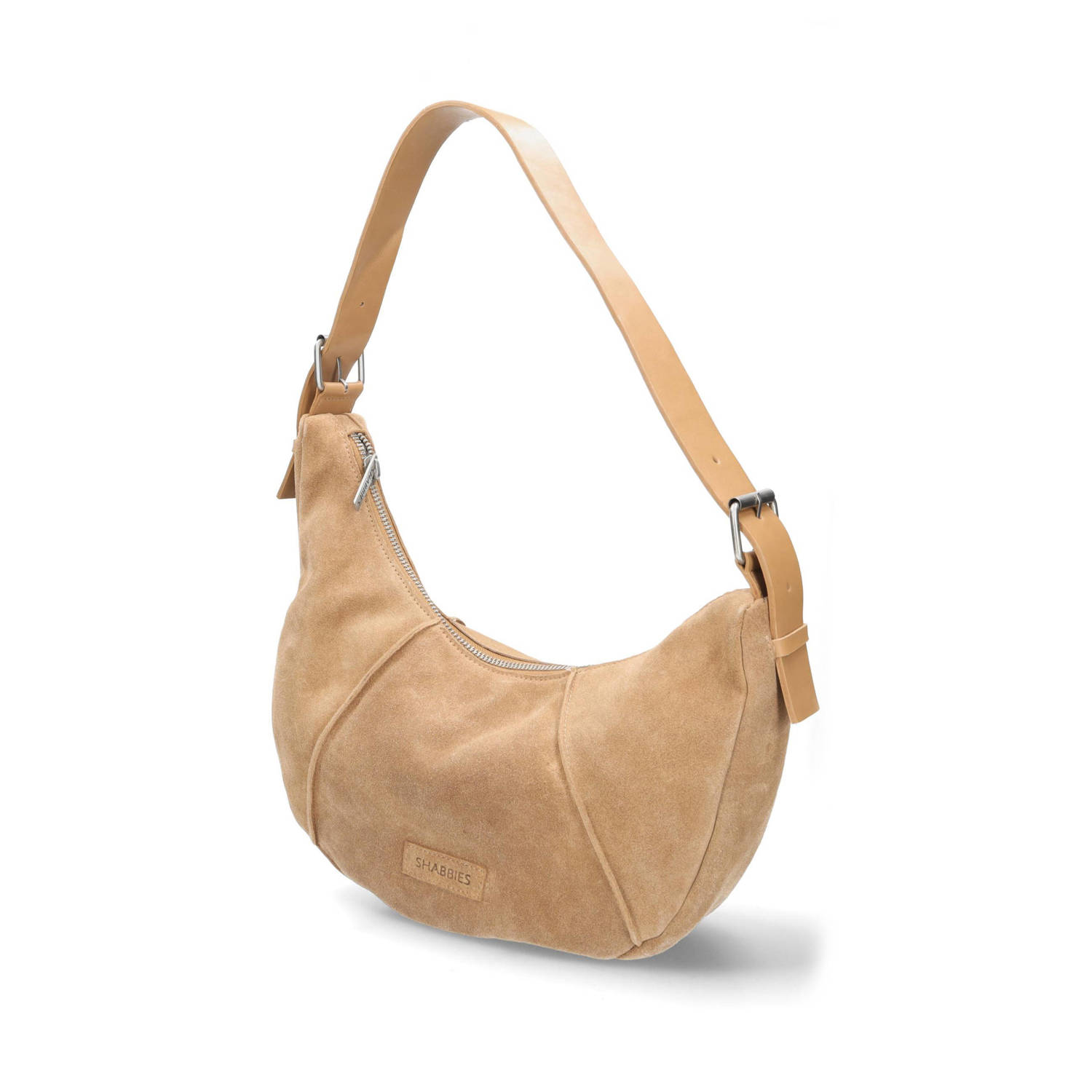 Shabbies Amsterdam suede schoudertas PLATANINO cognac