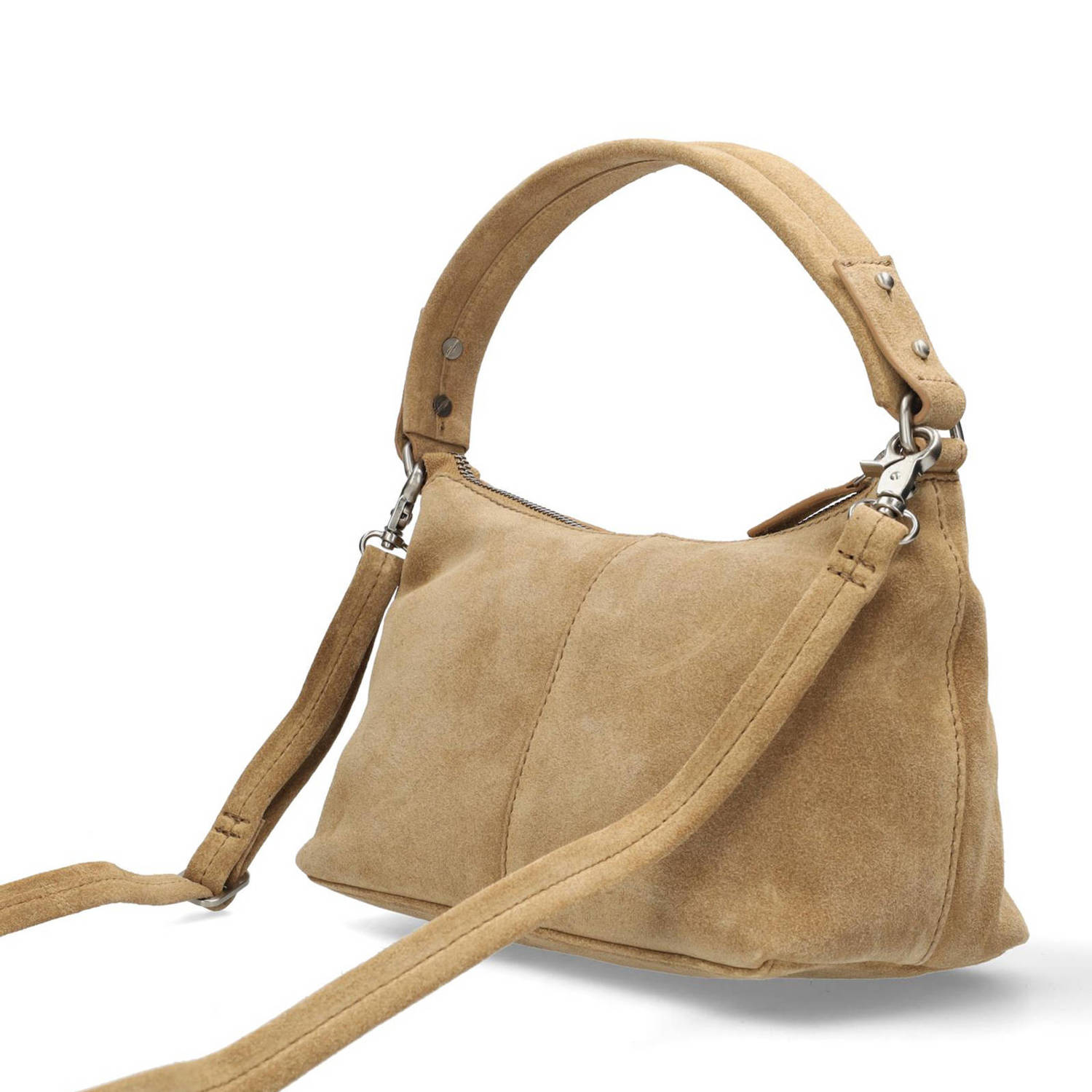 Shabbies Amsterdam suede schoudertas SELENA cognac