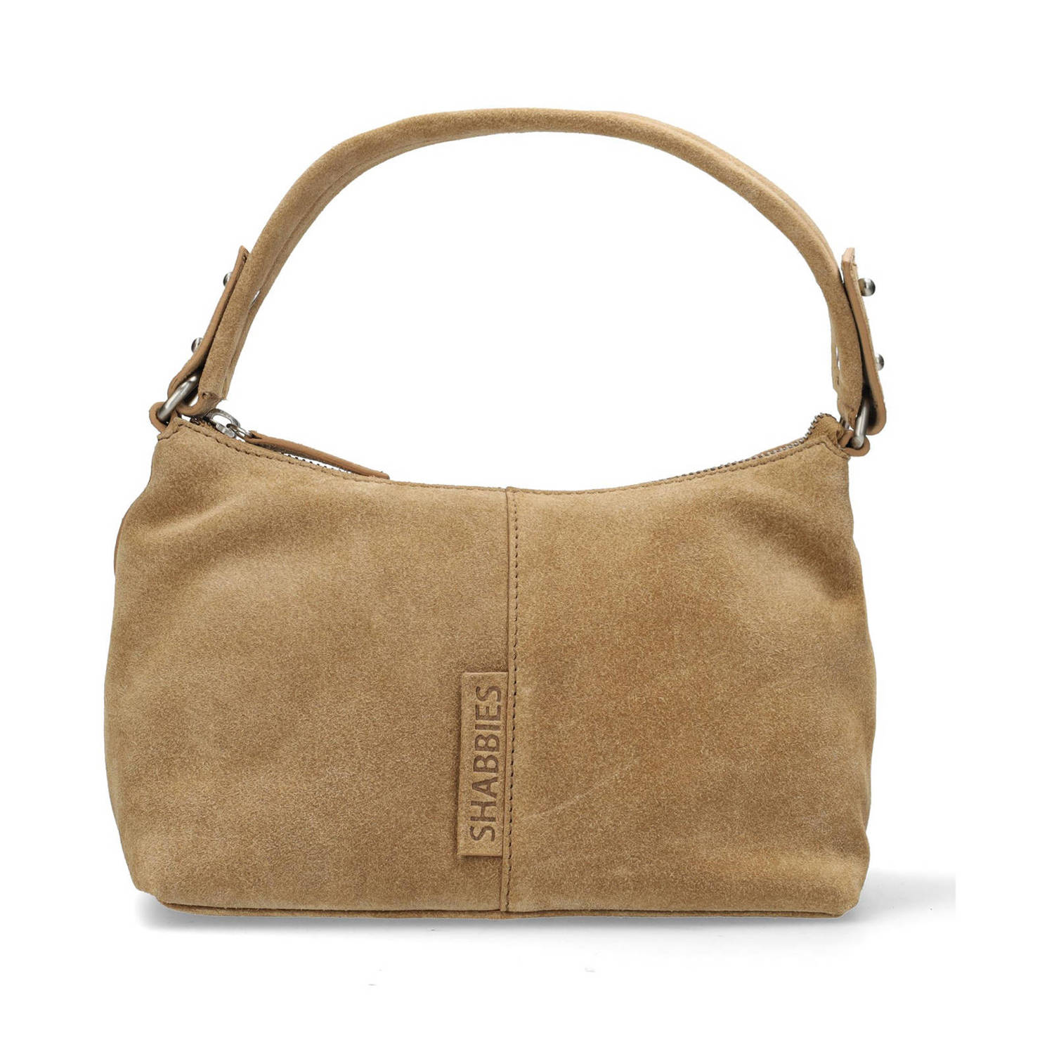 Shabbies Amsterdam suede schoudertas SELENA cognac