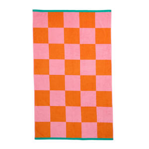 strandlaken Check (roze/oranje) (180x100 cm)