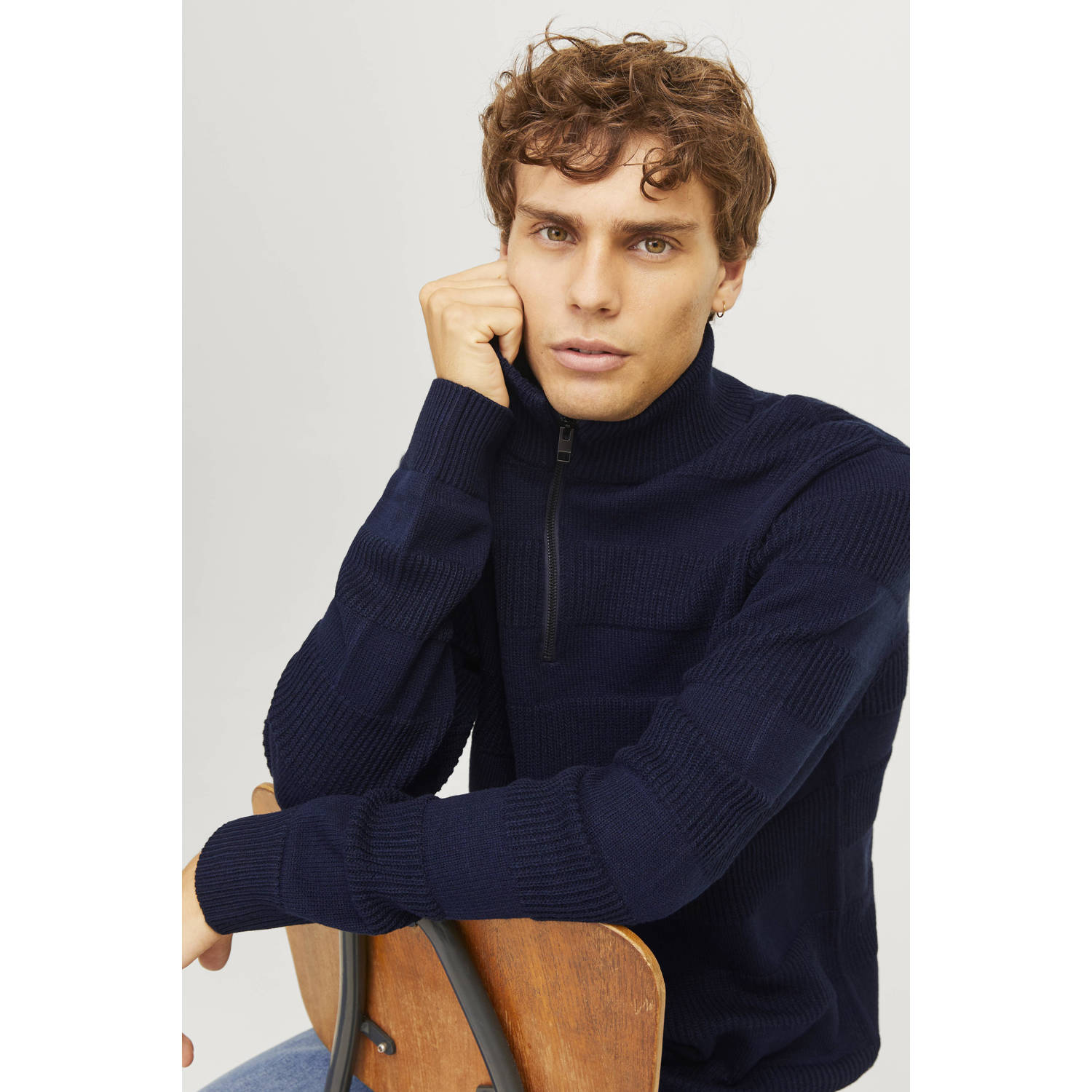 JJ REBEL gebreide trui donkerblauw